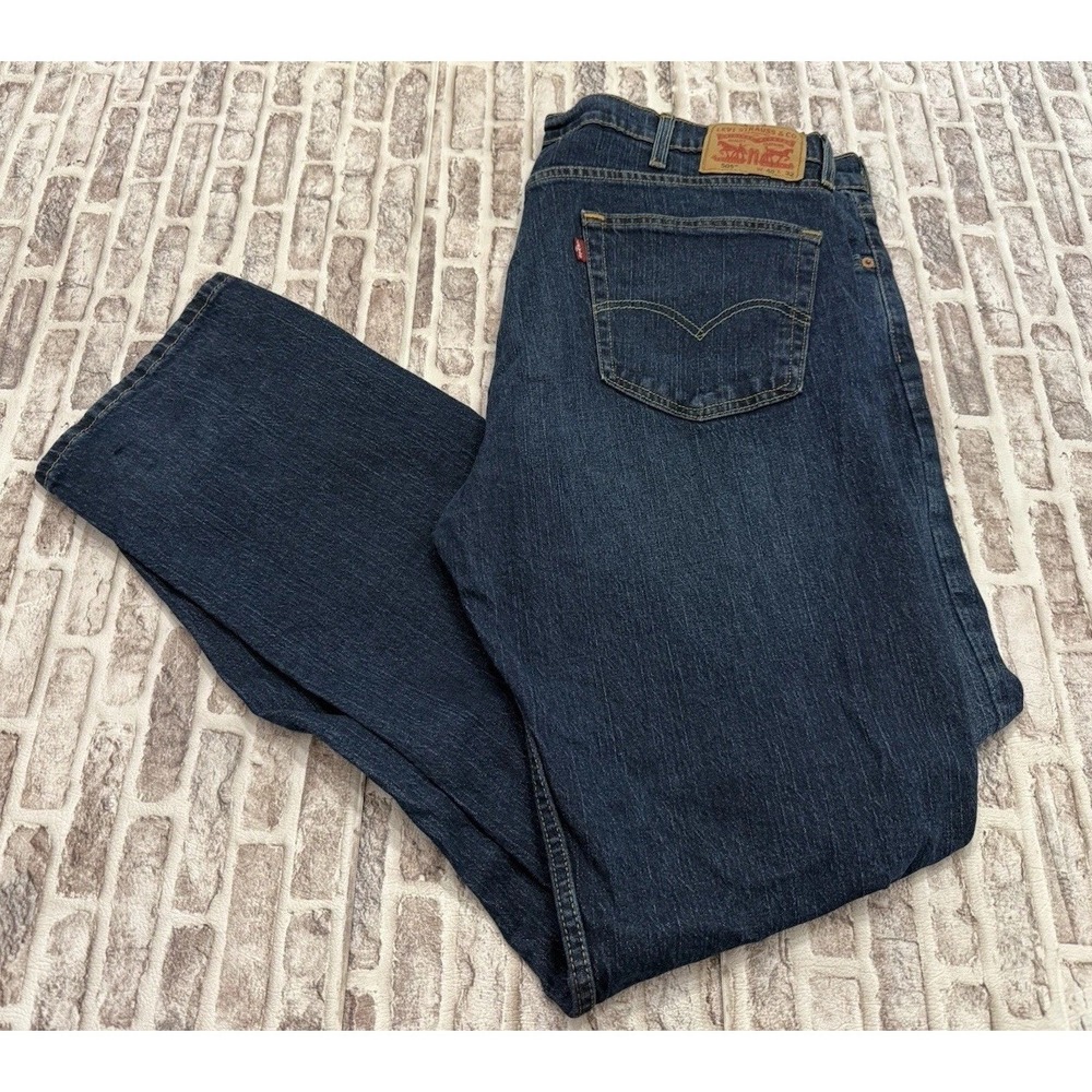Levis 505 Regular Straight Fit‎ Jeans 40x32 Mens Dark Wash Blue Denim Whiskers